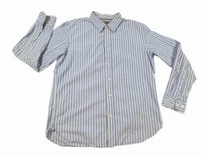 Fossil Men’s‎ Large Blue White Striped Button Front Long Sleeve Cotton Shirt